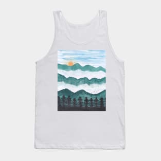 Cloudy Mountains - watercolor art Tank Top